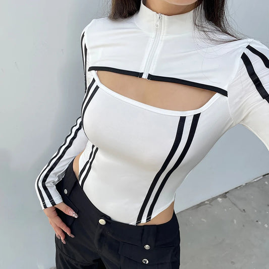 [AMO] LONG SLEEVE BODYSUIT WITH CUT OUT white
